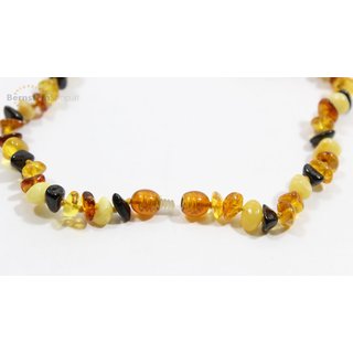 Bernsteinkette Barock extra rund - Matt - Rainbow1