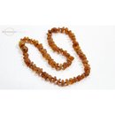 Bernsteinkette Barock extra rund -Matt - Cognac